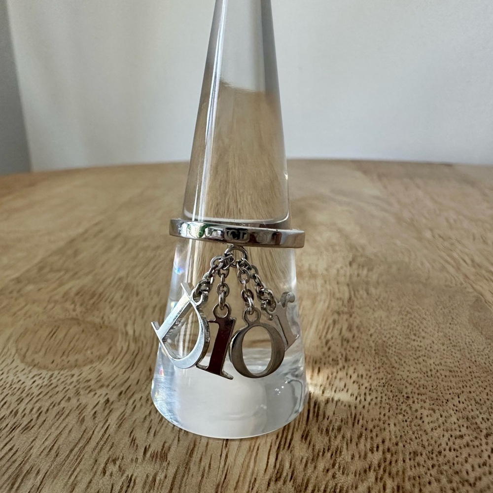 Dior Silver Tone Charm Ring